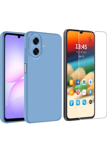 Samsung Galaxy A07 ile Uyumlu Kılıf Esnek Premium Telefon Kılıfı ve Temperli Cam Ekran Koruyucu