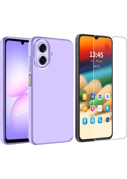 Samsung Galaxy A07 ile Uyumlu Kılıf Esnek Premium Telefon Kılıfı ve Temperli Cam Ekran Koruyucu