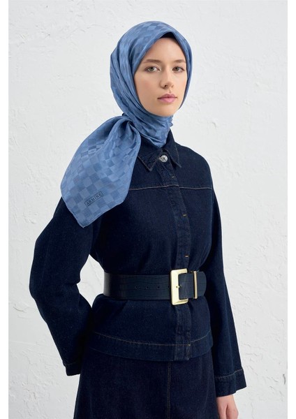 Jakarlı Ipek Pamuk Dama Eşarp - 4464 26