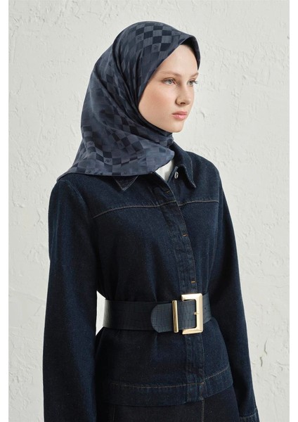 Jakarlı Ipek Pamuk Dama Eşarp - 4464 02