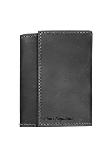 Hakiki Deri Kartlık Cüzdan Şık Tasarım Küçük Boy Düz Desen Crazy Siyah