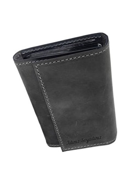 Hakiki Deri Kartlık Cüzdan Şık Tasarım Küçük Boy Düz Desen Crazy Siyah fiyatları