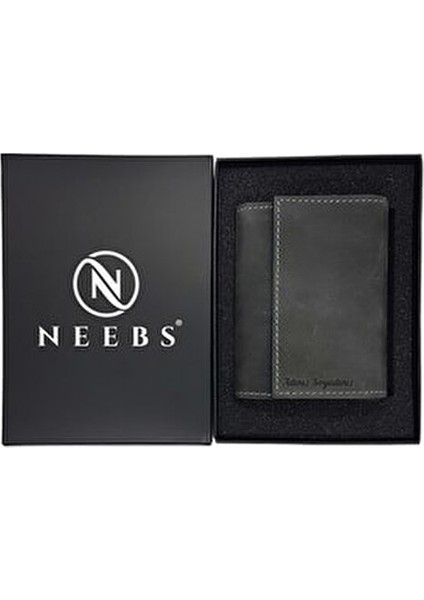 Hakiki Deri Kartlık Cüzdan Şık Tasarım Küçük Boy Düz Desen Crazy Siyah