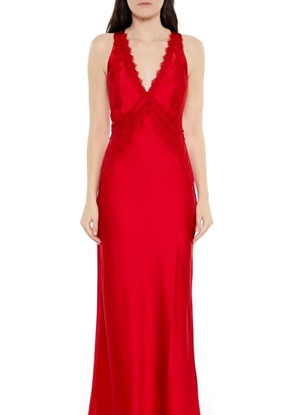 Dantel Kenar Detaylı Maxi Slip Elbise