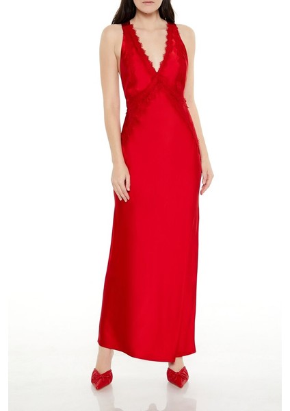 Dantel Kenar Detaylı Maxi Slip Elbise modelleri