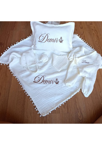 Kişiye Özel Nakışlı 6 Parça Müslin Bebek Seti – Hastane Çıkışı, %100 Pamuk fiyatları