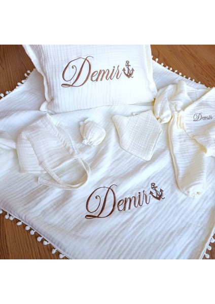 Kişiye Özel Nakışlı 6 Parça Müslin Bebek Seti – Hastane Çıkışı, %100 Pamuk modelleri