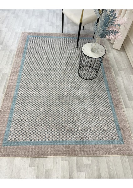 Kahve-Mavi Jüt Sisal Görünüm Bordürlü Kaymaz Taban Yolluk Mutfak Halı fırsatları