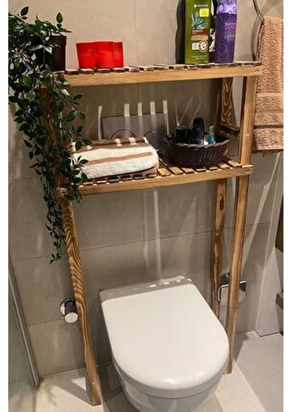 Masif Ahşap 120X68 Klozet Üstü Düzenleyici Ahşap Banyo Rafı Banyo Düzenleyici Dolap MOB176