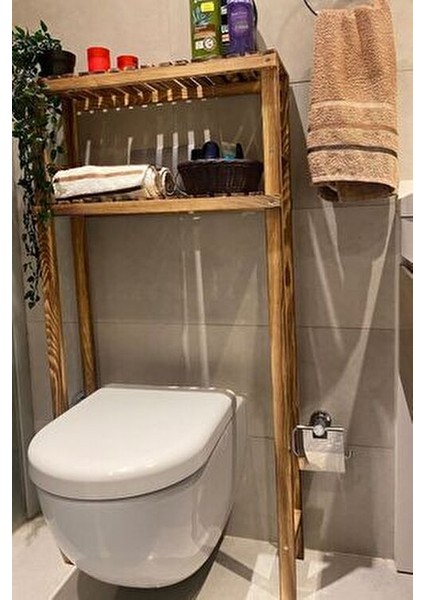 Masif Ahşap 120X68 Klozet Üstü Düzenleyici Ahşap Banyo Rafı Banyo Düzenleyici Dolap MOB176 fırsatları