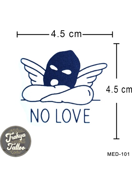 Yarı Kalıcı Dövme No Love Yazılı Melek Geçici Dövme MED-101