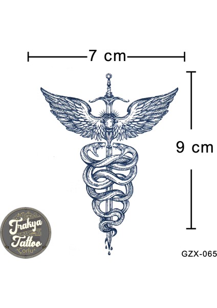 Yarı Kalıcı Kanat Kılıç ve Yılan Dövmesi GZX-065