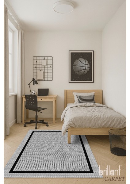 Gri Jüt Sisal Görünüm Bordürlü Kaymaz Taban Yolluk Mutfak Halı