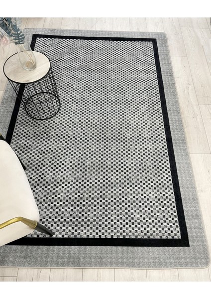 Gri Jüt Sisal Görünüm Bordürlü Kaymaz Taban Yolluk Mutfak Halı