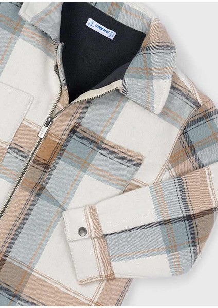 Kahverengi Ekose Erkek Çocuk Ceket | 4-10 Yaş Fermuarlı, Cepli, Gömlek Yaka, Içi Polarlı modelleri