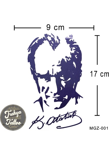 Yarı Kalıcı Dövme Atatür Imza ve Portresi Yarım Kol Geçici Dövme MGZ-001