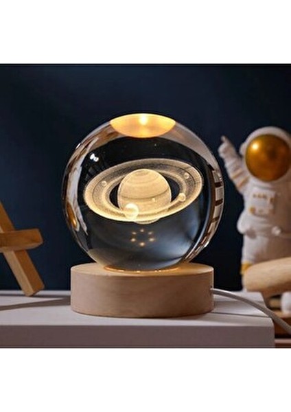 Işıklı Satürn Gezegen Cam Küresi ve Damla Kolye modelleri