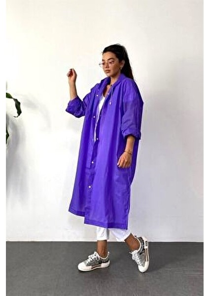 Kadın Erkek Yağmurluk Kapüşonlu Çıtçıtlı Eva Sarı Yağmurluk