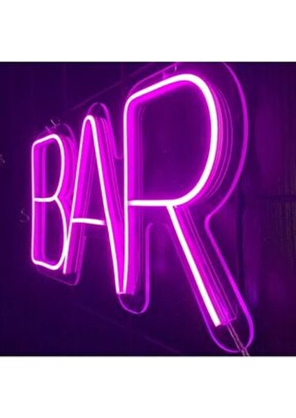 Bar Yazili Neon LED Işikli Tabela- 45X25 cm