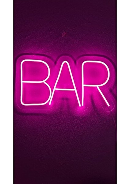 Bar Yazili Neon LED Işikli Tabela- 45X25 cm