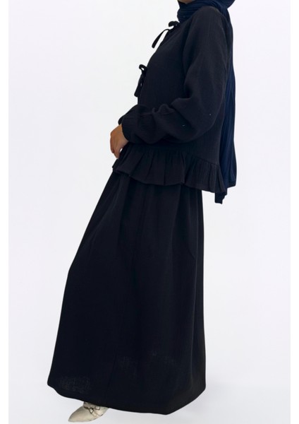 Müslin Etekli Takım-Rahat Kalıp Etekli Müslin Kumaş %100 Pamuk Kadın Kimono Takım fiyatları