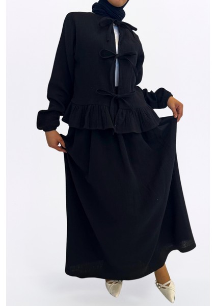 Müslin Etekli Takım-Rahat Kalıp Etekli Müslin Kumaş %100 Pamuk Kadın Kimono Takım modelleri