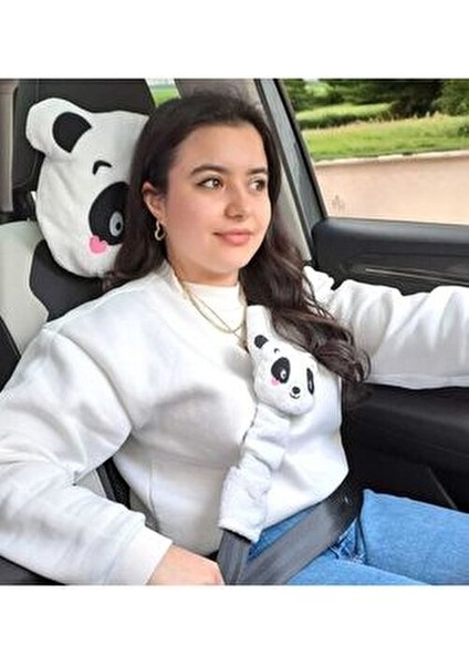 Panda Araba Boyun Yastigi ve Emniyet Kemeri Aksesuarı Ikili Set fiyatları