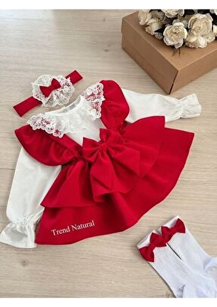 Kız Çocuk ve Bebek Kırmızı Askılı Kat Kat Etek Salopet Jile Gömlek Bandana Çorap Takım Kombin