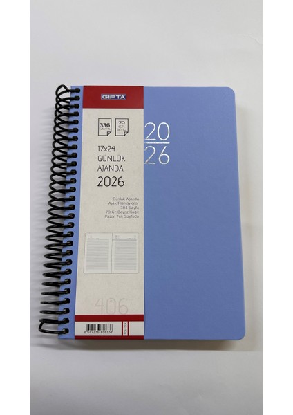 Ajanda Ajanda 2026 Sert Kapak Günlük Çizgili Beyaz Ajanda 17X24 Ajanda 406-SEK