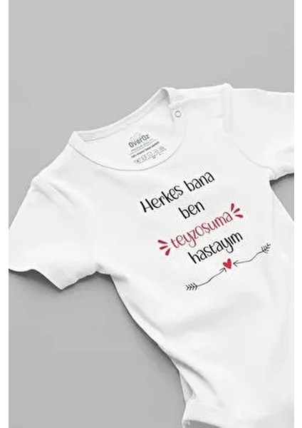 %100 Pamuk Herkes Bana Ben Teyzeme Hastayım Baskılı Çıtçıtlı Bebek Body Badi Teyze Yazılı Zıbın 5683