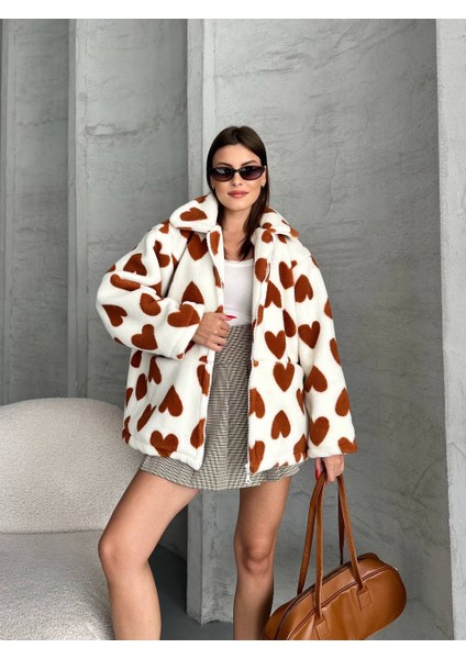 Asur Butik Kadın Kuzu Model Yumuşak Peluş Mont