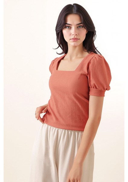 Kadın BDART Slim Fit Kare Yaka Bluz Pink fiyatları