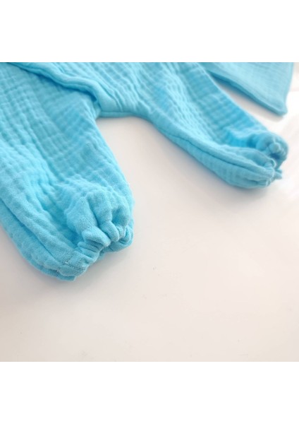 4'lü Turkuaz Müslin Yenidoğan Seti – Unisex Tasarım, 4 Kat %100 Pamuk fiyatları