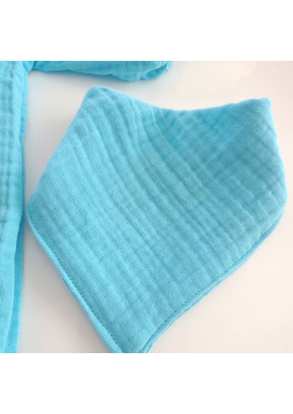 4'lü Turkuaz Müslin Yenidoğan Seti – Unisex Tasarım, 4 Kat %100 Pamuk modelleri