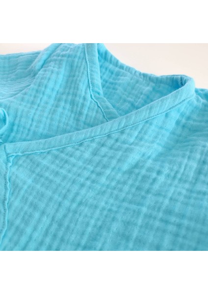 4'lü Turkuaz Müslin Yenidoğan Seti – Unisex Tasarım, 4 Kat %100 Pamuk fırsatları