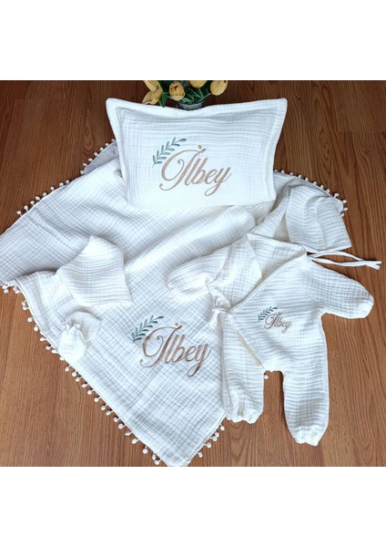 Kişiye Özel Bebek Hastane Çıkış Seti – 6 Parça Müslin Takım