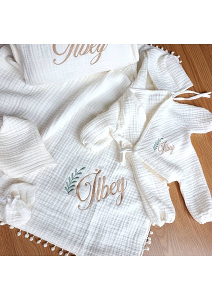 Kişiye Özel Bebek Hastane Çıkış Seti – 6 Parça Müslin Takım fiyatları