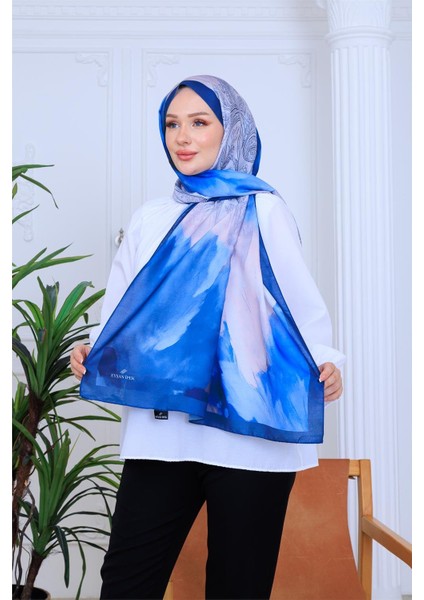 Modern Çiçek Desenli Dijital Soft Şal