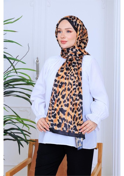 Leopar Desenli Dijital Soft Şal