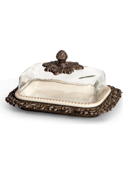 Acanthus Glass Dome Butter