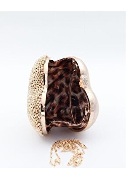 Kadın Kristal Gold Kalpli Abiye Çantası fiyatları