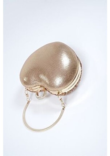 Kadın Kristal Gold Kalpli Abiye Çantası modelleri