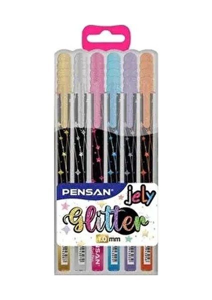 Jel Kalem Jely Glitter Simli 12'li Paket Renkli Kalemler 0.7 mm Yazım Kalitesi
