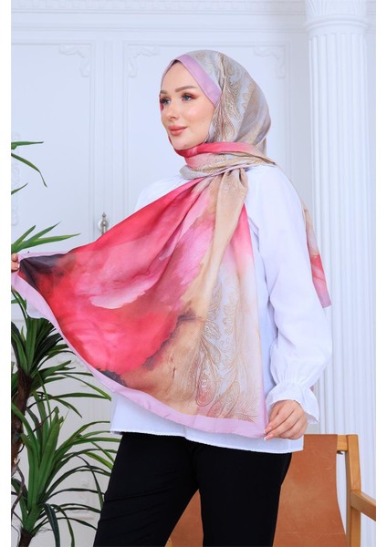 Modern Çiçek Desenli Dijital Soft Şal