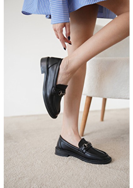 Erkek Siyah Cilt Toka Detaylı Oxford Loafer Ayakkabı Suni Deri Malzeme Eva Taban Tipi Günlük Kullanım modelleri