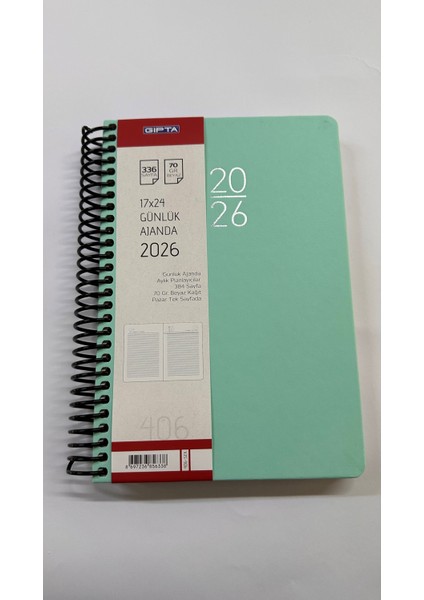 Ajanda Ajanda 2026 Sert Kapak Günlük Çizgili Beyaz Ajanda 17X24 Ajanda 406-SEK