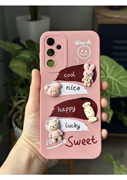 Samsung Galaxy A54 Uyumlu Ayıcık Tasarımlı Içi Kadife Şeker Kılıf fiyatları