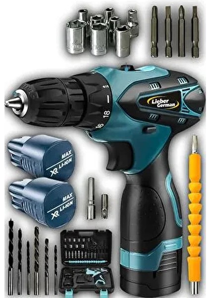 Torq-X 1200 2 Ah 27 Parça Set Akülü Şarjlı Vidalama Matkap 550 W Motor Korumalı Çelik Şanzuman