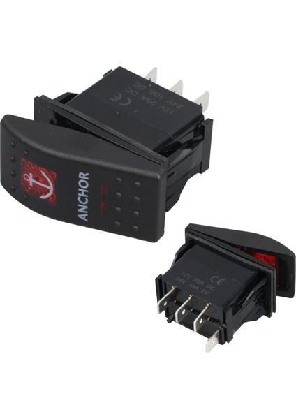 çapa Irgatı Sembollü Yaylı Işıksız 4 Pinli On-Off 12-24V Marin Switch