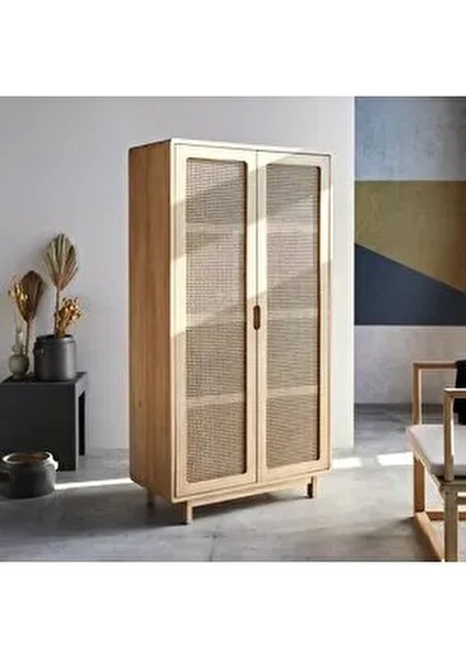 Hazeran Detaylı Masif Ahşap Büfe, Vitrin, Erzak Dolabı, Gardırop 160X85 cm